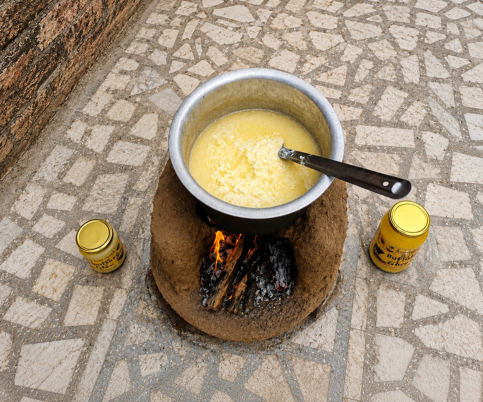 Somtuuk ghee prepared traditionally over a wood fire